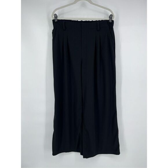 Halara Wide Leg High Rise Pants Size XL Petite Black Pull On Office Stretch EUC - Picture 2 of 9